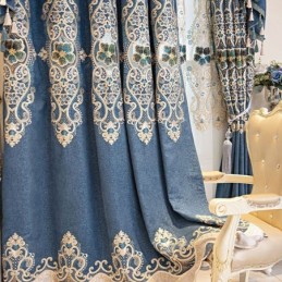 Semi-Verduisterende Gordijnen Met Europees Bloemenborduurwerk En Chenille Voor Woonkamer En Slaapkamer