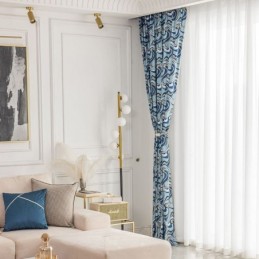 Chenille Bedrukte Gordijnen Scandinavische Verduistering