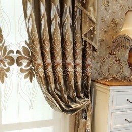 Chenille Borduurgordijn Op Maat Gemaakt Semi-Verduisterend Europees Bloemengordijn Voor Woonkamer/Slaapkamer