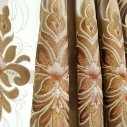 Chenille Borduurgordijn Op Maat Gemaakt Semi-Verduisterend Europees Bloemengordijn Voor Woonkamer/Slaapkamer