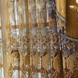 Halfverduisterend Gordijn Op Maat Gemaakt Gordijn Europees Bloemenborduurwerk Imitatie Kasjmier Voor Woonkamer