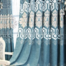 Chenille Semi-Verduisteringsgordijn Op Maat Gemaakt Gordijn Met Europees Bloemenborduurwerk Voor Woonkamer/Slaapkamer