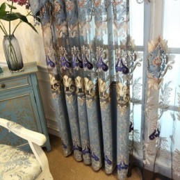 Chenille Semi-Verduisteringsgordijn Op Maat Gemaakt Gordijn Europees Bloemenborduurwerk Woonkamer Slaapkamer