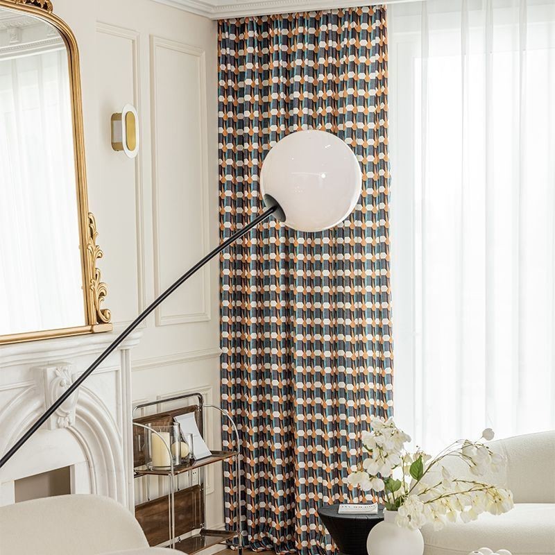 Chenille Gordijn Op Maat Gemaakt Gordijn Scandinavische Stijl Geometrisch Bedrukt Verduisterend