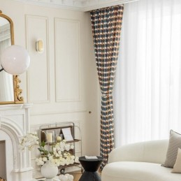Chenille Gordijn Op Maat Gemaakt Gordijn Scandinavische Stijl Geometrisch Bedrukt Verduisterend
