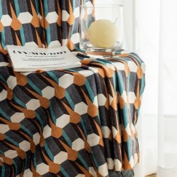 Chenille Gordijn Op Maat Gemaakt Gordijn Scandinavische Stijl Geometrisch Bedrukt Verduisterend