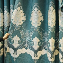 Borduurwerkgordijn Op Maat Gemaakt Europees Bloemengordijn Semi-Verduisterend Voor Woonkamer/Slaapkamer