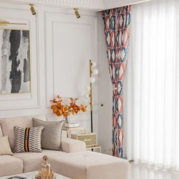 Chenille Gordijn Op Maat Gemaakt Gordijn Rhombus Bedrukt Nordic Stijl Verduisterend