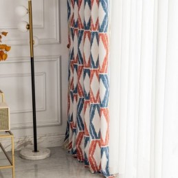 Chenille Gordijn Op Maat Gemaakt Gordijn Rhombus Bedrukt Nordic Stijl Verduisterend