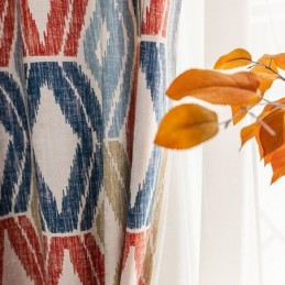 Chenille Gordijn Op Maat Gemaakt Gordijn Rhombus Bedrukt Nordic Stijl Verduisterend