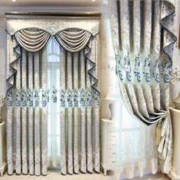 Europees Chenillegordijn Op Maat Gemaakt Gordijn Met Bloemenborduurwerk Voor Woonkamer/Slaapkamer