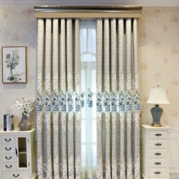 Europees Chenillegordijn Op Maat Gemaakt Gordijn Met Bloemenborduurwerk Voor Woonkamer/Slaapkamer