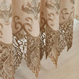 Chenille Semi-Verduisteringsgordijn Op Maat Gemaakt Gordijn In Europese Stijl Met Bloemenborduurwerk Voor Woonkamer En Slaapkamer