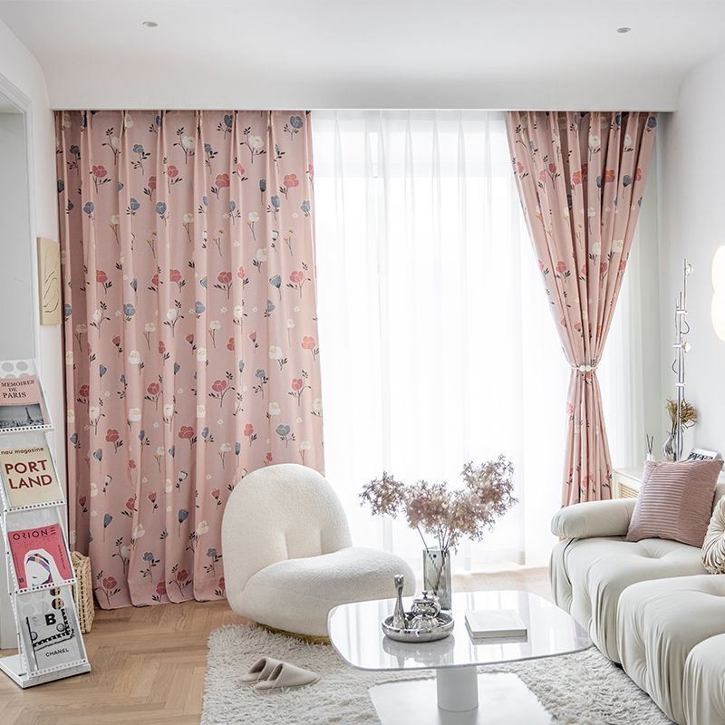 Katoenen Gordijn Op Maat Gemaakt Gordijn Met Bloemenprint In Scandinavische Stijl