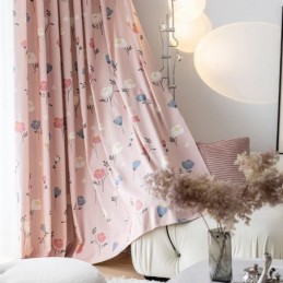 Katoenen Gordijn Op Maat Gemaakt Gordijn Met Bloemenprint In Scandinavische Stijl