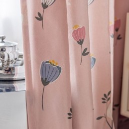 Katoenen Gordijn Op Maat Gemaakt Gordijn Met Bloemenprint In Scandinavische Stijl