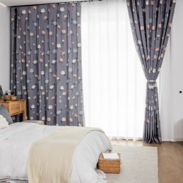 Katoenen Gordijn Op Maat Gemaakt Gordijn Met Bloemenprint In Scandinavische Stijl