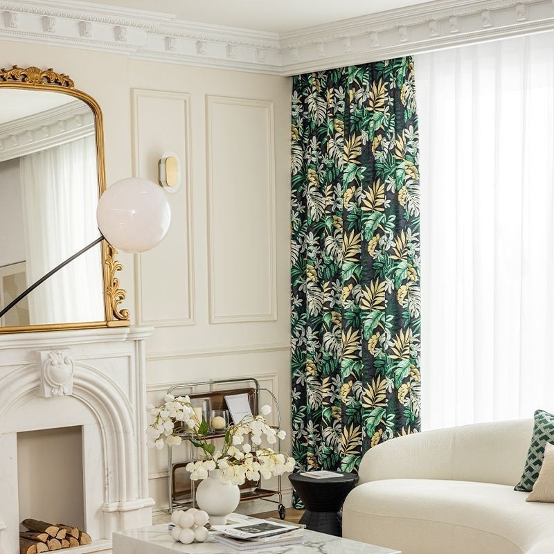 Chenille Verduisteringsgordijnen Europese Stijl Met Plantenprint