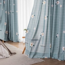 Katoenen Gordijn Op Maat Gemaakt Gordijn Met Bloemenprint In Scandinavische Stijl