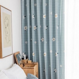 Katoenen Gordijn Op Maat Gemaakt Gordijn Met Bloemenprint In Scandinavische Stijl