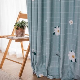 Katoenen Gordijn Op Maat Gemaakt Gordijn Met Bloemenprint In Scandinavische Stijl