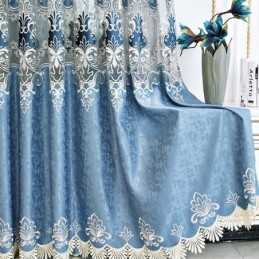 Halfverduisterend Gordijn Op Maat Gemaakt Gordijn Met Europees Bloemenborduurwerk Voor Woonkamer/Slaapkamer