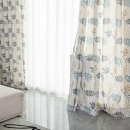 Katoenen Gordijn Op Maat Gemaakt Gordijn In Scandinavische Stijl Met Bladprint