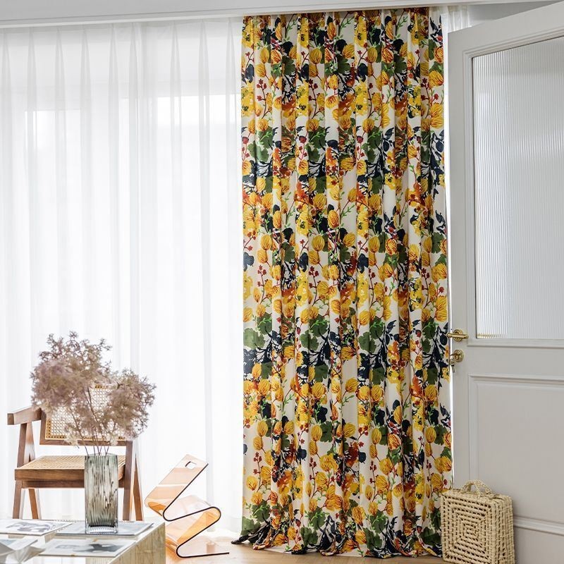 Katoenen Gordijn Op Maat Gemaakt Gordijn Met Plantenprint In Scandinavische Stijl