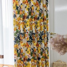 Katoenen Gordijn Op Maat Gemaakt Gordijn Met Plantenprint In Scandinavische Stijl