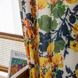 Katoenen Gordijn Op Maat Gemaakt Gordijn Met Plantenprint In Scandinavische Stijl