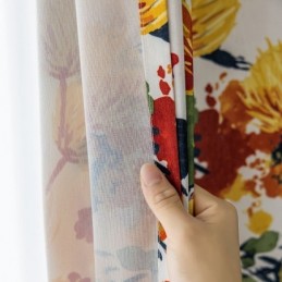 Katoenen Gordijn Op Maat Gemaakt Gordijn Met Plantenprint In Scandinavische Stijl