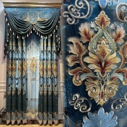 Chenille Semi-Verduisteringsgordijn Op Maat Gemaakt Gordijn Met Europees Bloemenborduurwerk Voor Woonkamer/Slaapkamer