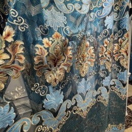 Chenille Semi-Verduisteringsgordijn Op Maat Gemaakt Gordijn Met Europees Bloemenborduurwerk Voor Woonkamer/Slaapkamer