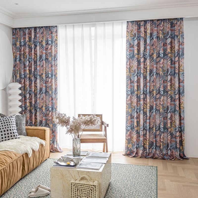Katoenen Gordijn Op Maat Gemaakt Gordijn Met Bladmotief In Amerikaanse Stijl