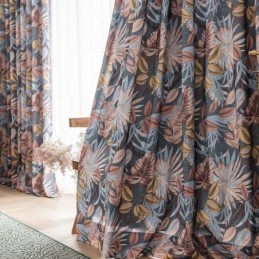 Katoenen Gordijn Op Maat Gemaakt Gordijn Met Bladmotief In Amerikaanse Stijl