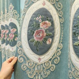 Chenille Borduurwerk Gordijnen Europese Stijl Bloemen Voor Woonkamer Slaapkamer