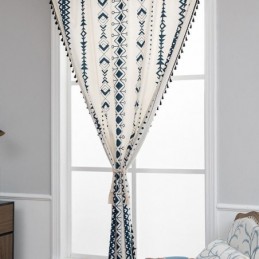 Geometrisch Bedrukt Linnen Gordijn Op Maat Gemaakt Gordijn In Scandinavische Stijl Voor Woonkamer/Slaapkamer