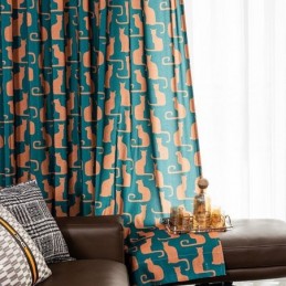 Katoenen Gordijn Op Maat Gemaakt Gordijn Kitten Bedrukt Nordic Stijl