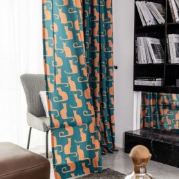 Katoenen Gordijn Op Maat Gemaakt Gordijn Kitten Bedrukt Nordic Stijl