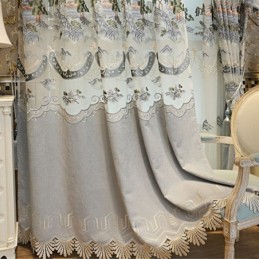 Chenille Semi-Verduisterende Gordijnen In Chinese Stijl Met Bergenborduurwerk Voor Woonkamer En Slaapkamer