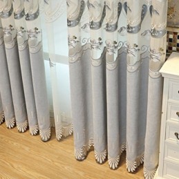 Chenille Semi-Verduisterende Gordijnen In Chinese Stijl Met Bergenborduurwerk Voor Woonkamer En Slaapkamer