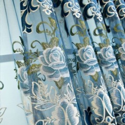 Chenille Semi-Verduisterende Gordijnen In Europese Stijl Met Bloemenborduurwerk Voor De Woonkamer En Slaapkamer