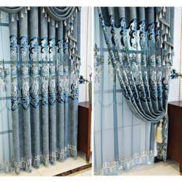 Chenille Semi-Verduisterende Gordijnen In Europese Stijl Met Bloemenborduurwerk Voor De Woonkamer En Slaapkamer