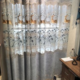 Nordic Chenille Gordijnen Reebruin Borduurwerk Semi Verduisterend Voor Woonkamer Slaapkamer