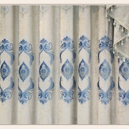 Chenille Gordijn Op Maat Gemaakt Europees Bloemenborduurwerk Semi-Verduisterend Voor Woonkamer/Slaapkamer