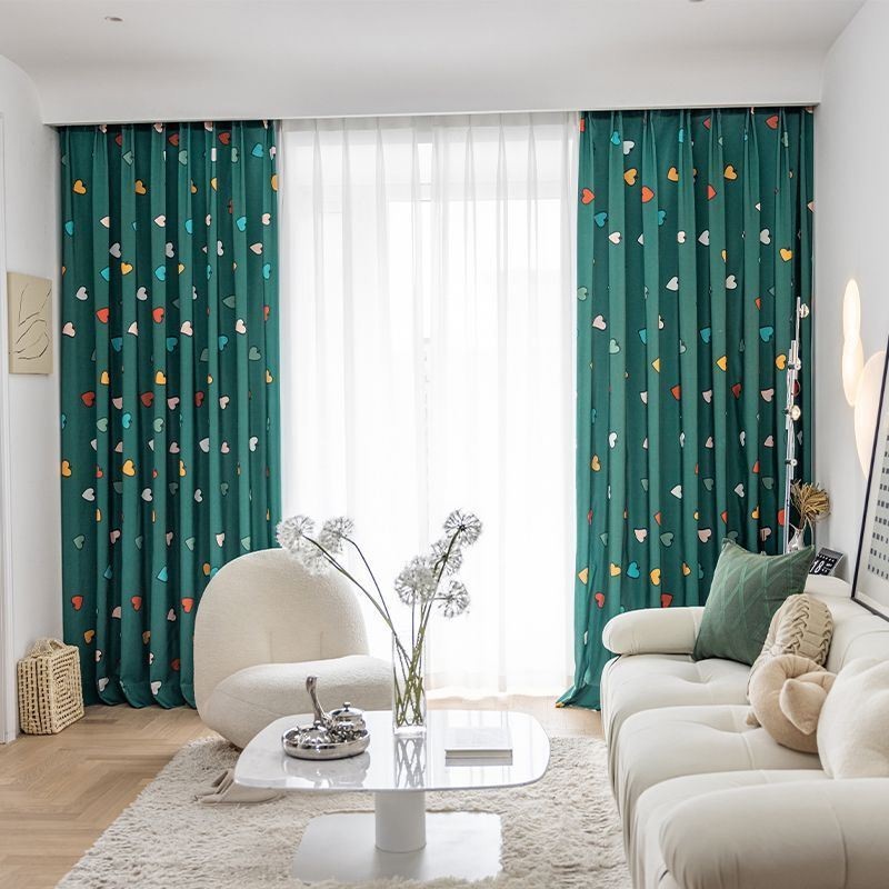 Katoenen Gordijn Op Maat Gemaakt Gordijn In Scandinavische Stijl Met Hartprint