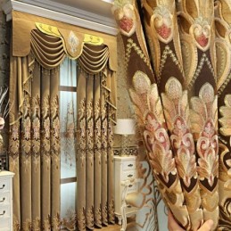 Chenille Semi-Verduisteringsgordijn Op Maat Gemaakt Gordijn Europees Bloemenborduurwerk Woonkamer Slaapkamer Raam