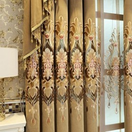 Chenille Semi-Verduisteringsgordijn Op Maat Gemaakt Gordijn Europees Bloemenborduurwerk Woonkamer Slaapkamer Raam