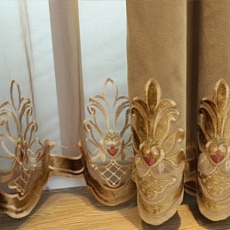 Chenille Semi-Verduisteringsgordijn Op Maat Gemaakt Gordijn Europees Bloemenborduurwerk Woonkamer Slaapkamer Raam