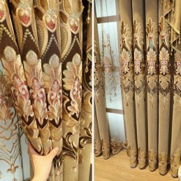 Chenille Semi-Verduisteringsgordijn Op Maat Gemaakt Gordijn Europees Bloemenborduurwerk Woonkamer Slaapkamer Raam